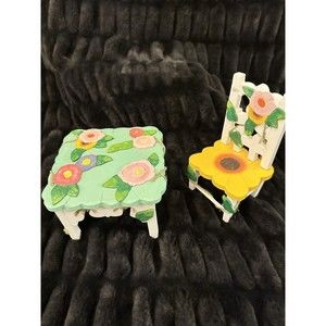 Delton Products Corp Vintage Floral Wooden Doll Furniture Chair Table
